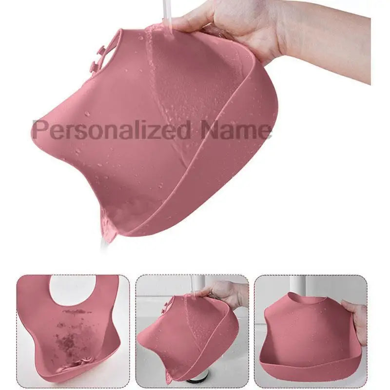 Free Personalized Name Baby Silicone Rabbit Divided Plate Set Baby Feeding Dishes BPA Free Bowl Plate Bibs Spoon Fork Sippy Cup - Merit Sell