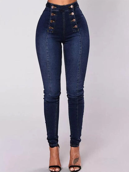 Full Size High-Waisted Double-Breasted Skinny Jeans Plus Size - Merit Sell