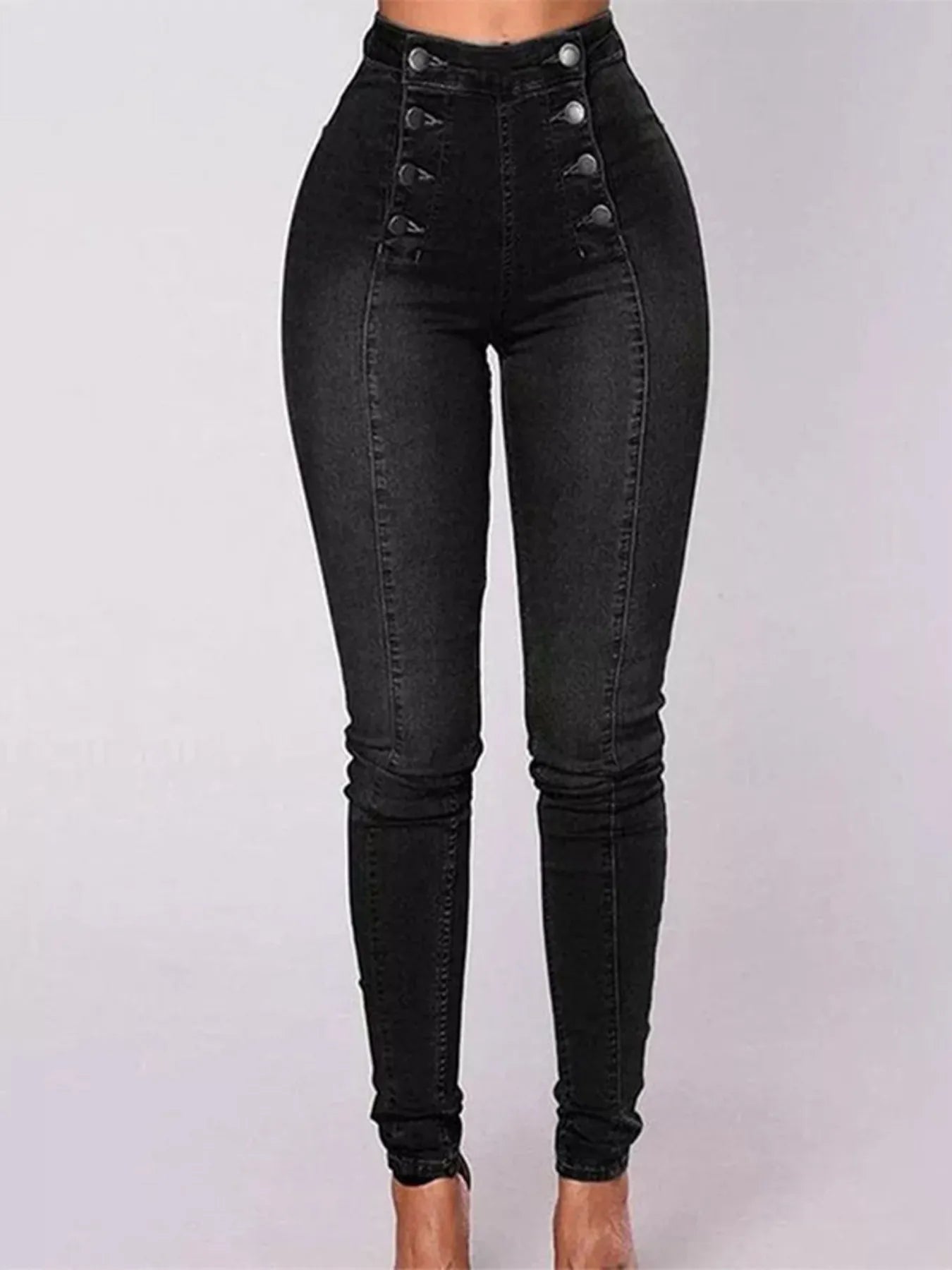 Full Size High-Waisted Double-Breasted Skinny Jeans Plus Size - Merit Sell