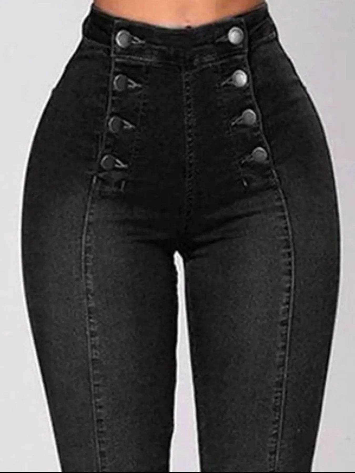 Full Size High-Waisted Double-Breasted Skinny Jeans Plus Size - Merit Sell