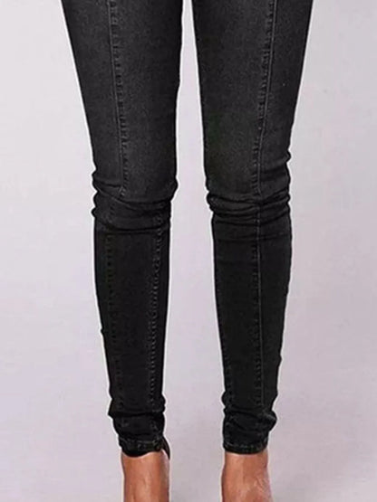Full Size High-Waisted Double-Breasted Skinny Jeans Plus Size - Merit Sell