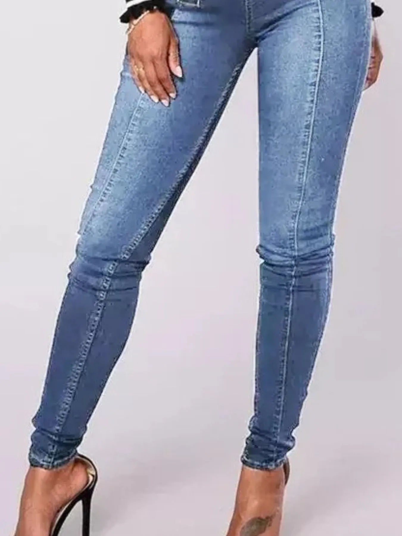 Full Size High-Waisted Double-Breasted Skinny Jeans Plus Size - Merit Sell