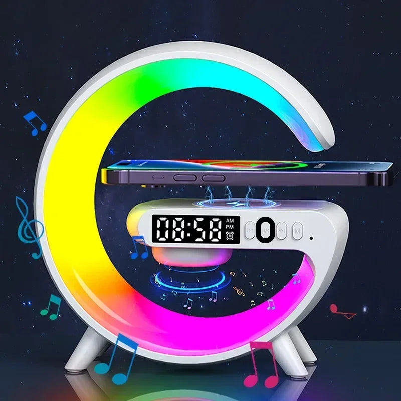 G Atmosphere Goodnight Light Wireless Charger Speaker Clock 6 Lighting Modes for iPhone 15 14 13 Samsung Fast Charging Station - Merit Sell