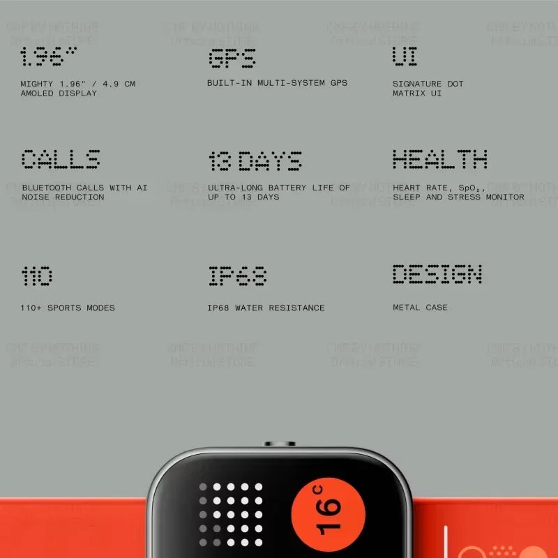 Global Version CMF by Nothing Watch Pro 1.96" AMOLED Bluetooth 5.3 BT Calls with AI Noise Reduction GPS Smartwatch CMF watch Pro - Merit Sell