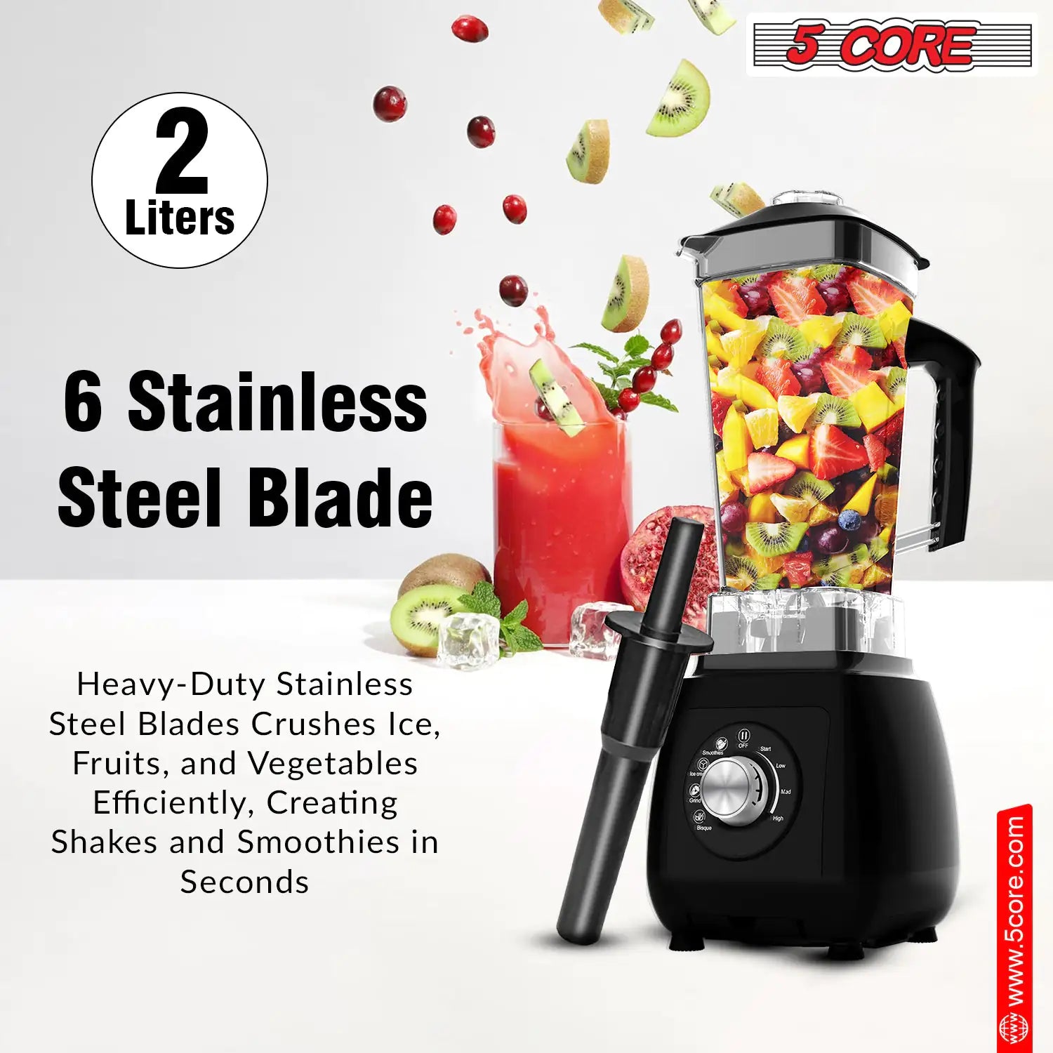 5Core 2000W Juicer Blender | Powerful Smoothie Maker