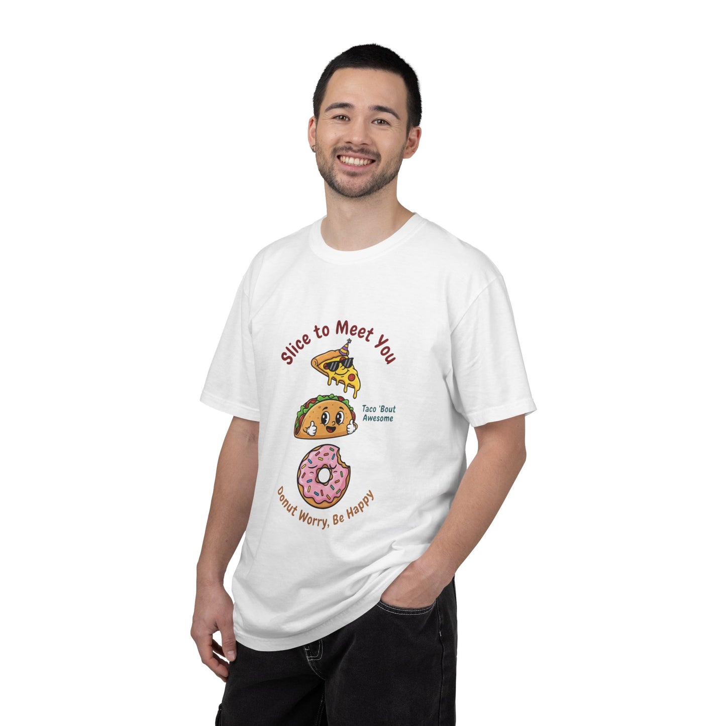 Graphic T-Shirt — "Slice to Meet You" Pizza, Taco & Donut Cute Food Tee
