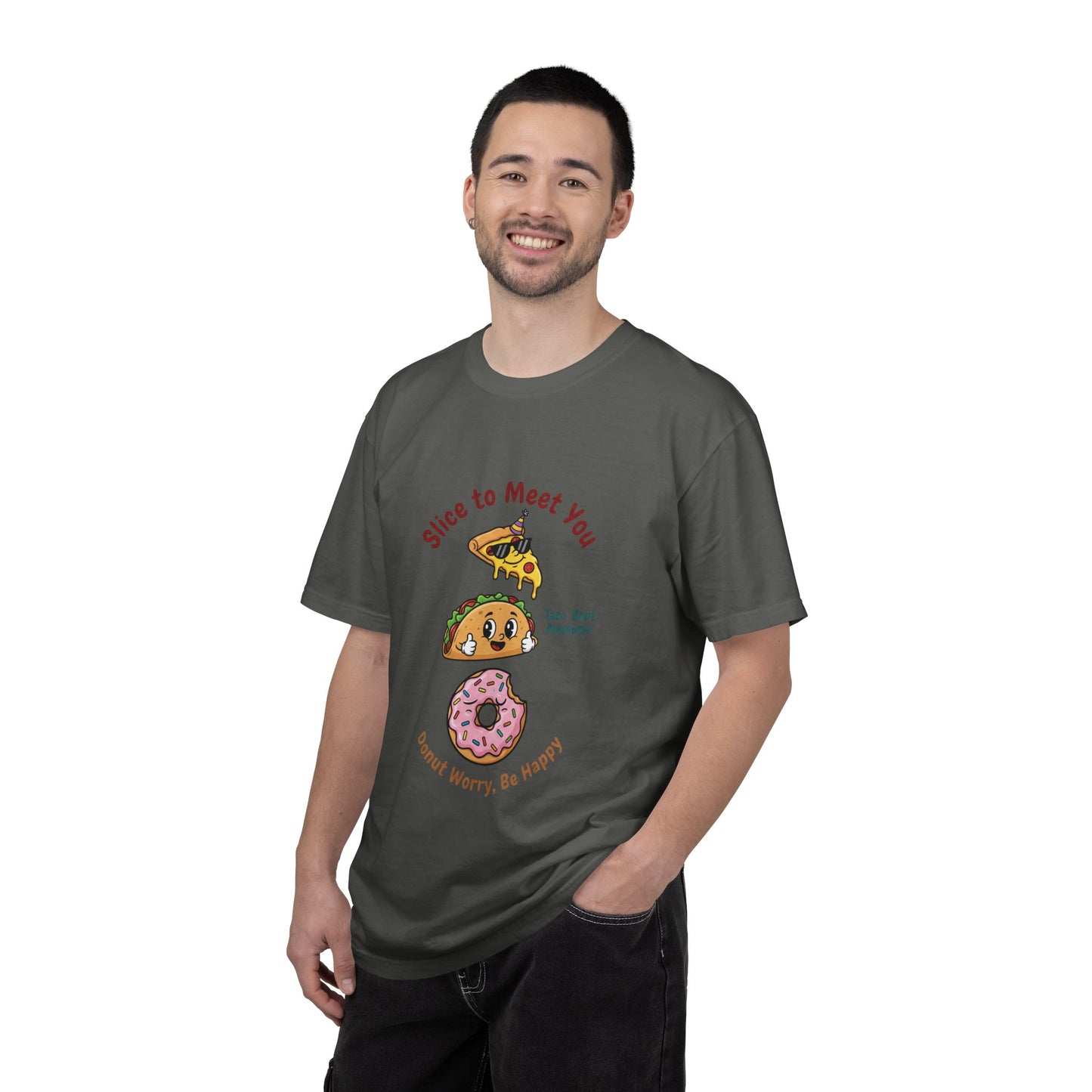 Graphic T-Shirt — "Slice to Meet You" Pizza, Taco & Donut Cute Food Tee