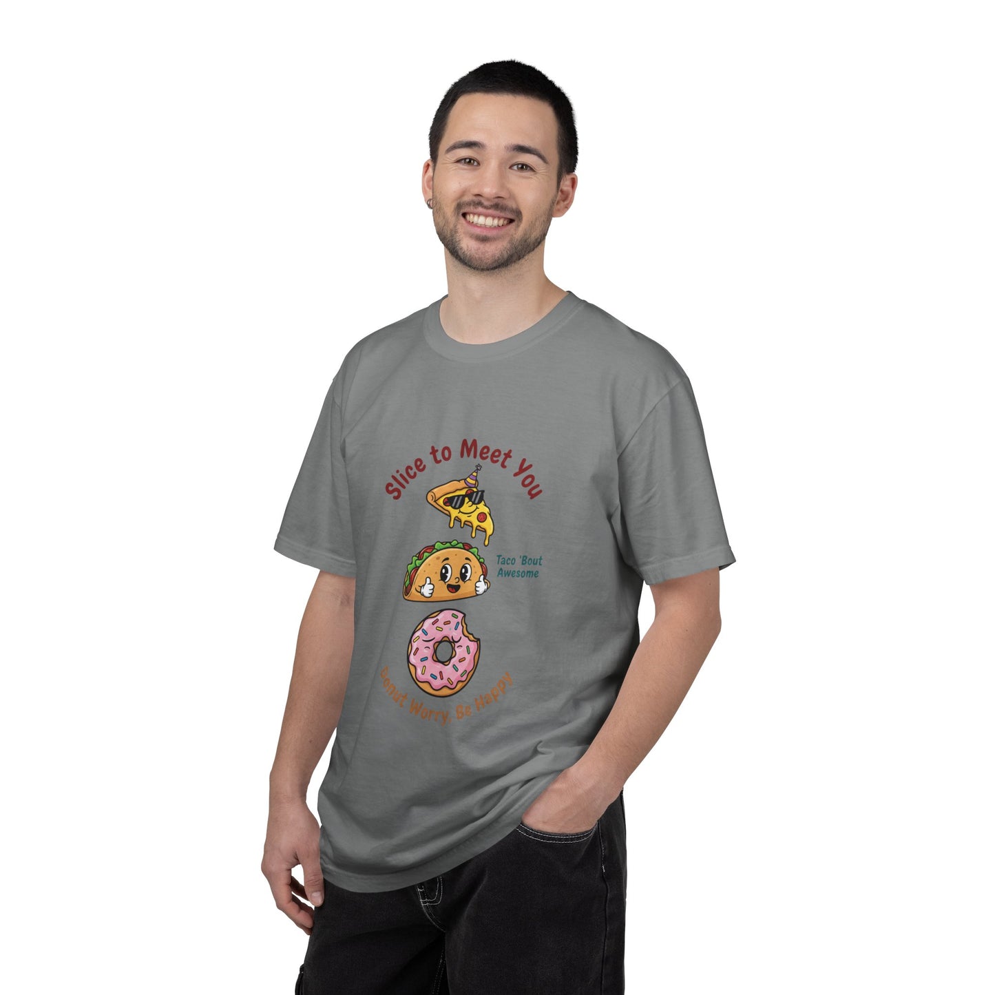 Graphic T-Shirt — "Slice to Meet You" Pizza, Taco & Donut Cute Food Tee