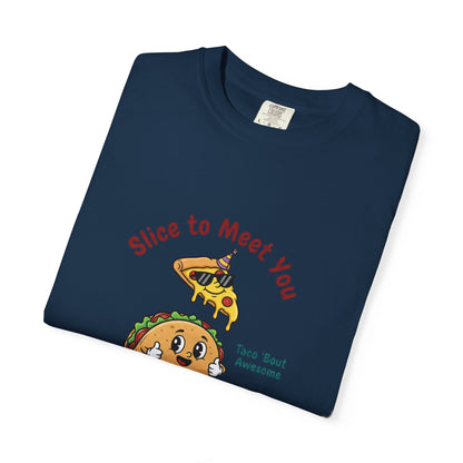 Graphic T-Shirt — "Slice to Meet You" Pizza, Taco & Donut Cute Food Tee