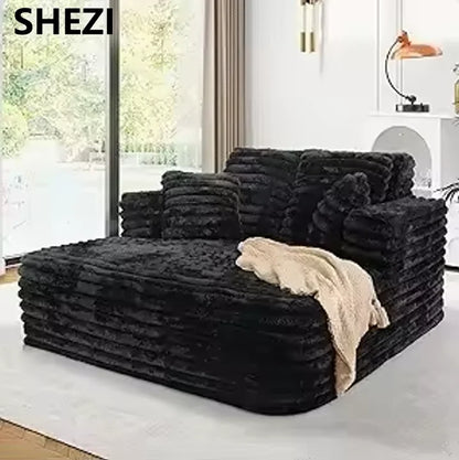 Shezi Modern Oversize Chaise Lounge Sofa Bed Set Indoor One-Seater Boneless Fabric Plush Corduroy Sleeper Hotel Living Room