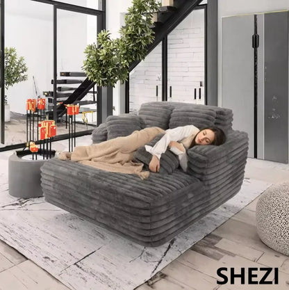 Shezi Modern Oversize Chaise Lounge Sofa Bed Set Indoor One-Seater Boneless Fabric Plush Corduroy Sleeper Hotel Living Room