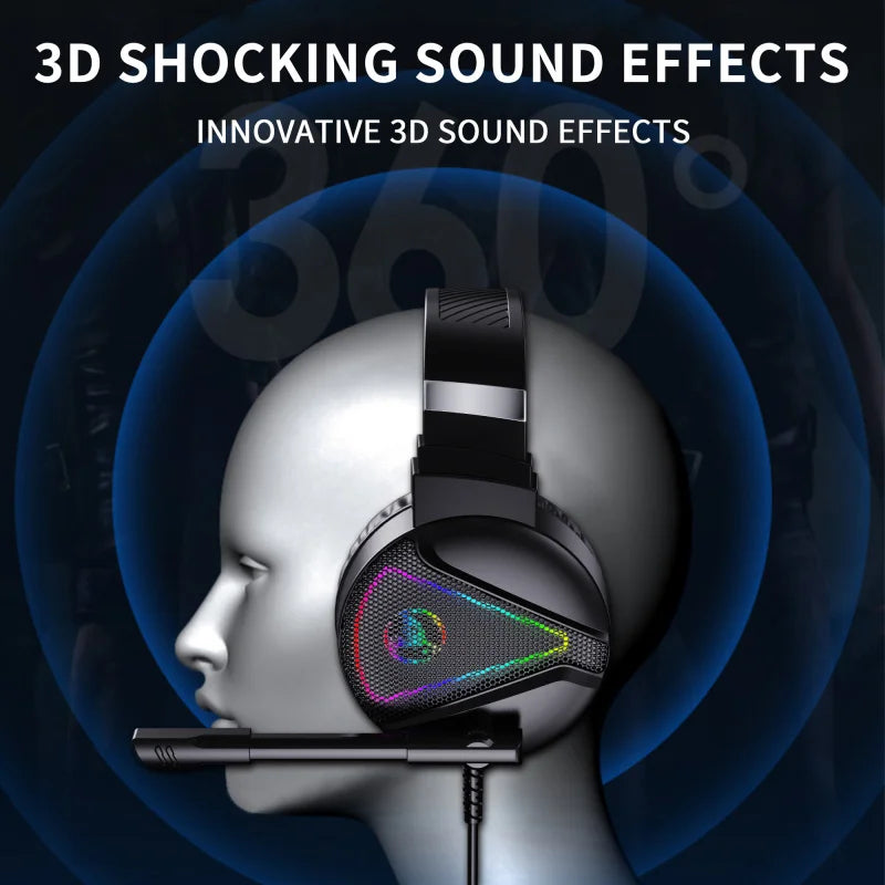 F16 Wired USB Gaming Headset with RGB Illuminated Microphone 7.1 Multicolor Light for PC for DJs and Gamers on PS4 PS3