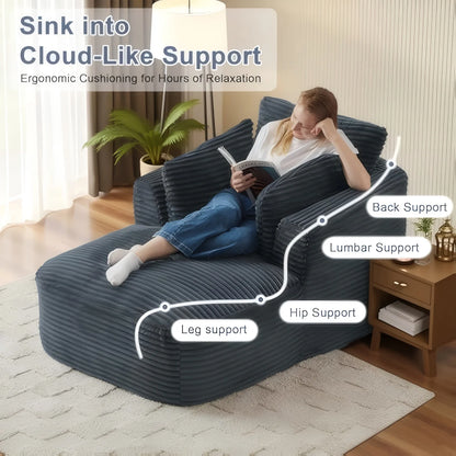 Unisofa Nordic Style Modern Convertible Extendable Lazy Compression Spring Fabric Sofa in Box Frameless Foam Boneless