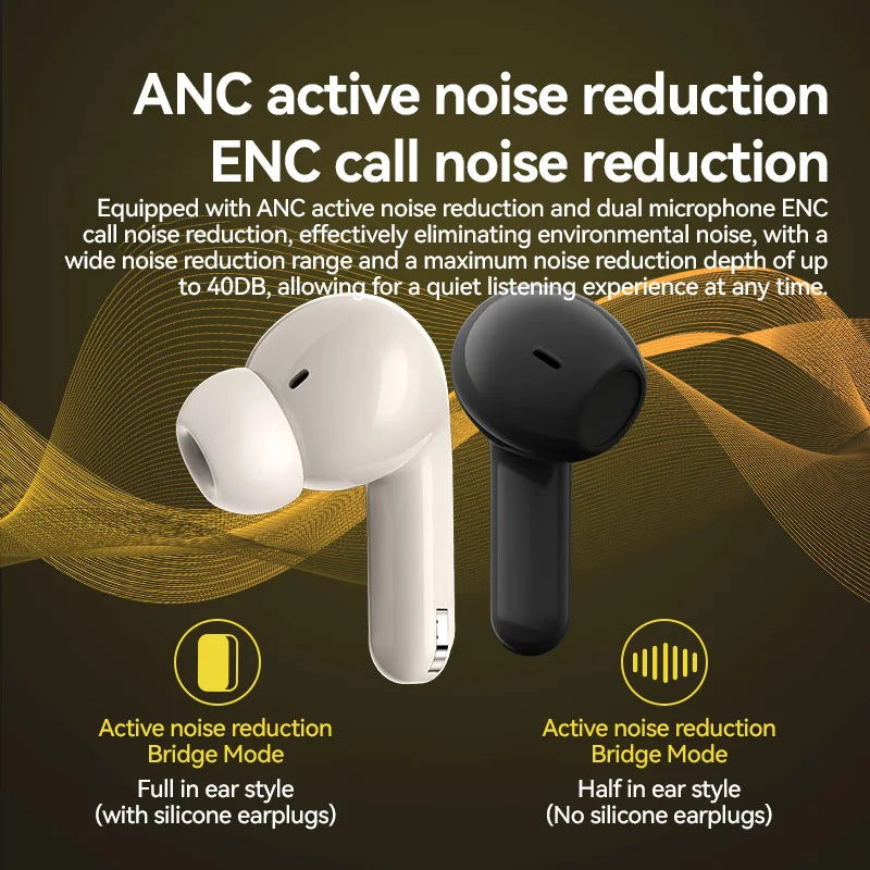 ANC Office 5.4 Earphones H12 Pro TWS Wireless Earbuds LED Display Sports Headphones Waterproof Gaming Headset With Mic