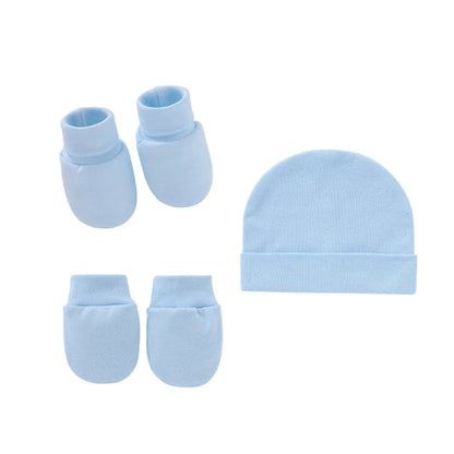 Baby Anti Scratching Soft Cotton Gloves+Hat+Foot Cover Set Newborn Mittens Socks Beanies Cap Kit for Infants Shower Gifts H3CD