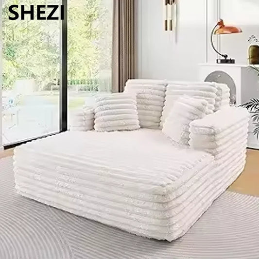 Shezi Modern Oversize Chaise Lounge Sofa Bed Set Indoor One-Seater Boneless Fabric Plush Corduroy Sleeper Hotel Living Room Merit Sell