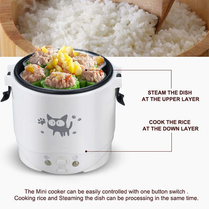 1L Car Mini Rice Cooker Multi-function Electric Water Food Heater Machine Lunch Box Warmer 2 Persons For Home Car SUV Truck