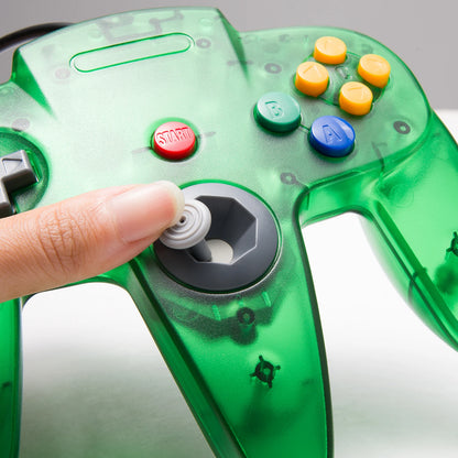 2Pcs Classic N64 Wired Remote Joystick Retra Gamepad Controller Compatible with N64 System Console (Black+Green)