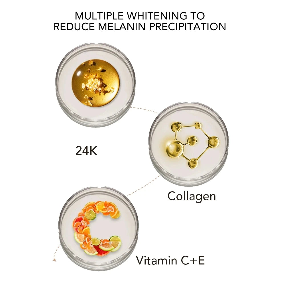 AILKE 24k Gold Face Serum, Facial Collagen Whitening Moisturizing Essence, Anti Spots ,With Acido Hialuronico, Women Skin Care