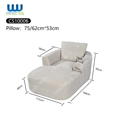 Unisofa Nordic Style Modern Convertible Extendable Lazy Compression Spring Fabric Sofa in Box Frameless Foam Boneless