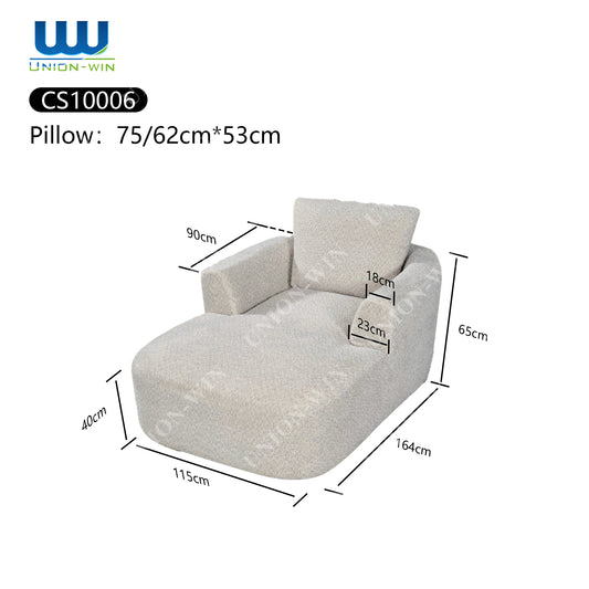 Unisofa Nordic Style Modern Convertible Extendable Lazy Compression Spring Fabric Sofa in Box Frameless Foam Boneless Merit Sell