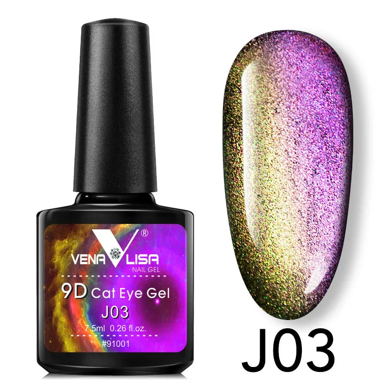 Venalisa 9D Cat Eye Nail Gel Polish Super Sparkle Effect Galaxy Starry Nail Manicure Magnetic Magic Semi Permanent Gel Varnish