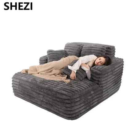Shezi Modern Oversize Chaise Lounge Sofa Bed Set Indoor One-Seater Boneless Fabric Plush Corduroy Sleeper Hotel Living Room