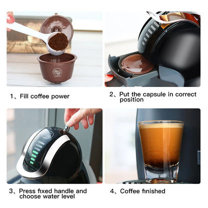 1/2/3/4/6/9/10pcs Refillable Reusable Coffee Capsules Pods For Necafe Dolce Gusto Refillable Crema Coffee Filters with Tamper