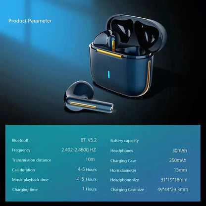 True Wireless Earphones H6 Waterproof Sports Earbuds Hifi Sound Music Headphones Gaming Headset Built-in Mic for Phone Laptop