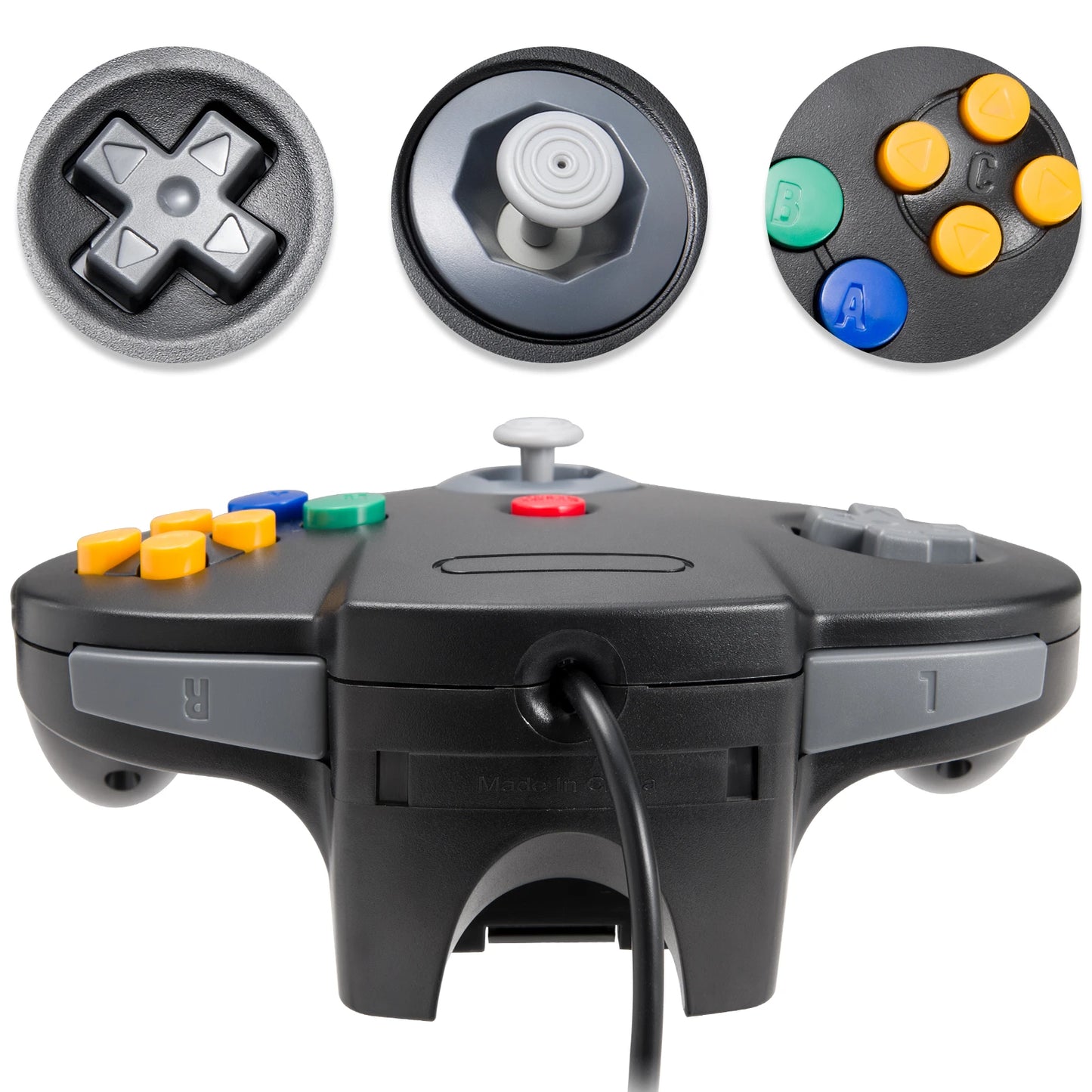 2Pcs Classic N64 Wired Remote Joystick Retra Gamepad Controller Compatible with N64 System Console (Black+Green)