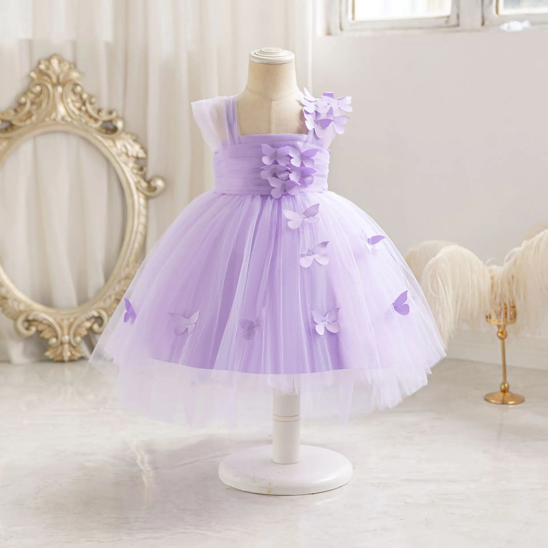 HETISO Baby Girls 1st Birthday Baptism Dress Kids Princess Wedding Party Ball Gowns for New Year 3D Butterfly Mesh - Merit Sell