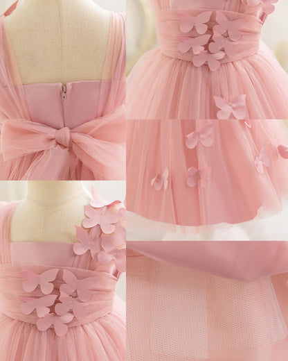 HETISO Baby Girls 1st Birthday Baptism Dress Kids Princess Wedding Party Ball Gowns for New Year 3D Butterfly Mesh - Merit Sell