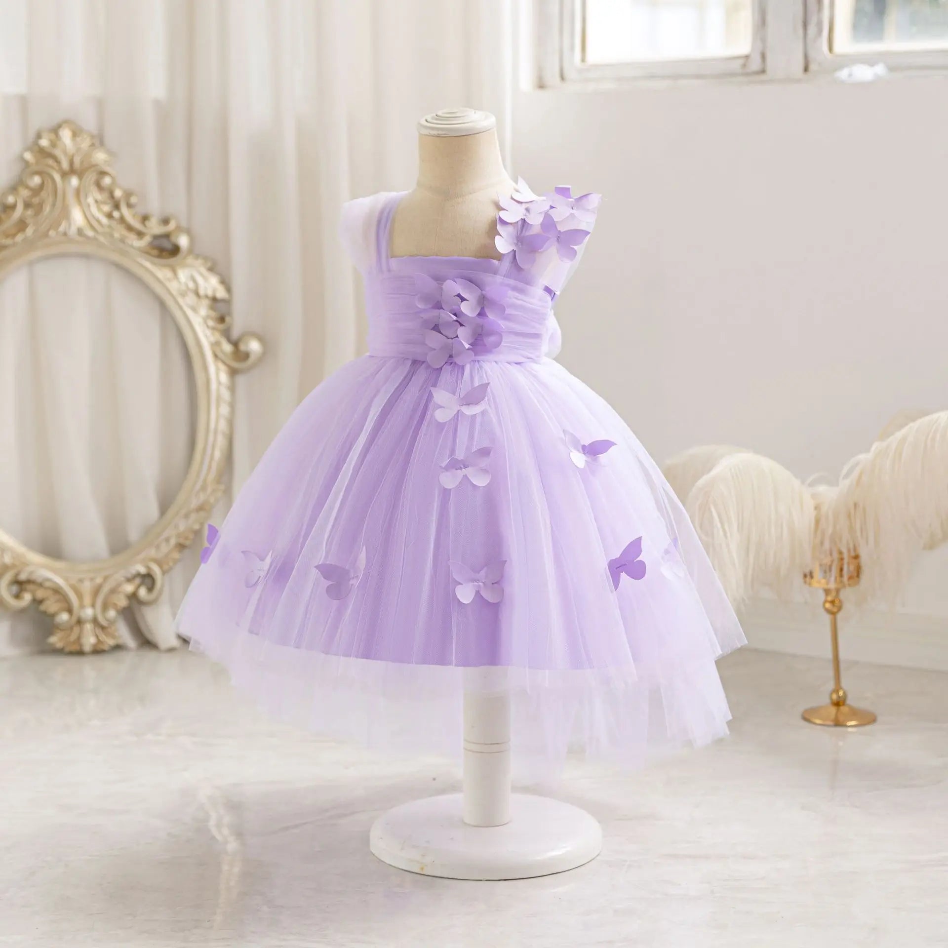 HETISO Baby Girls 1st Birthday Baptism Dress Kids Princess Wedding Party Ball Gowns for New Year 3D Butterfly Mesh - Merit Sell
