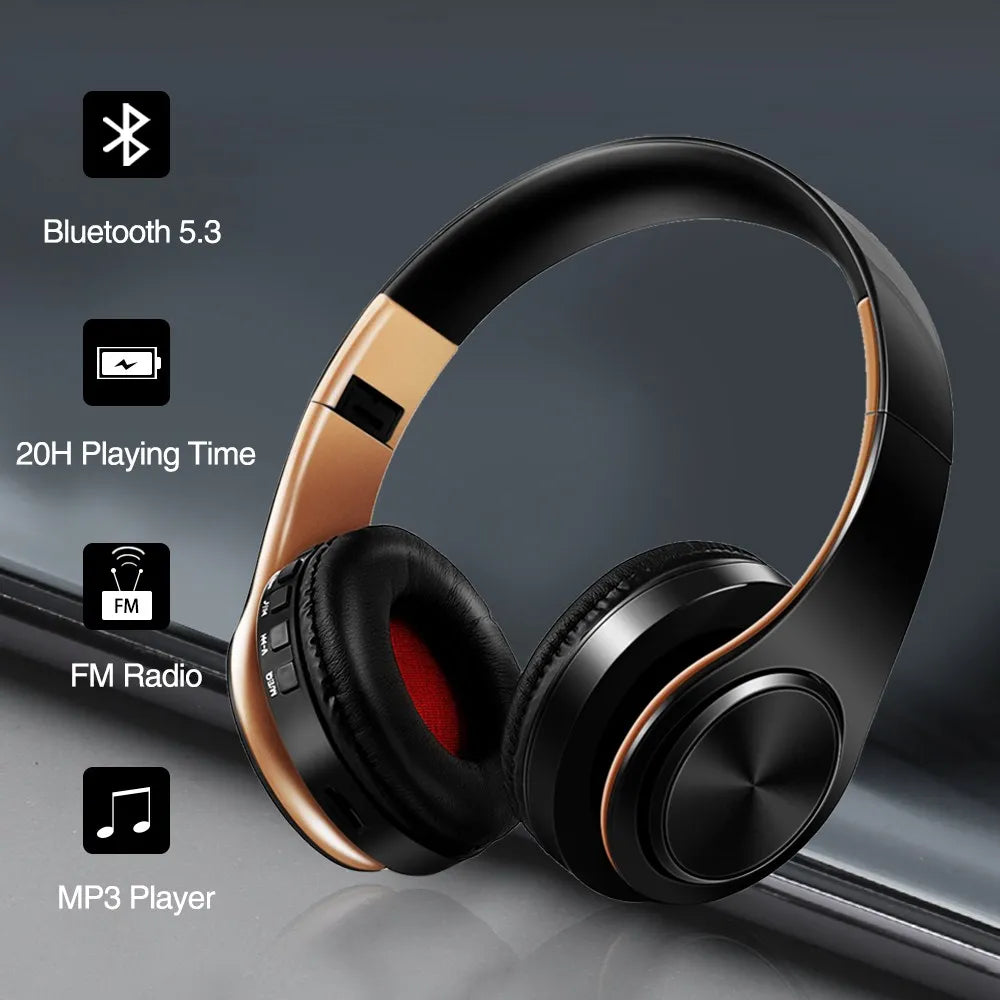 HIFI Stereo Earphones Bluetooth Headphone Music Headset FM and Support SD Card with Mic for Mobile Xiaomi Iphone Sumsamg Tablet - Merit Sell
