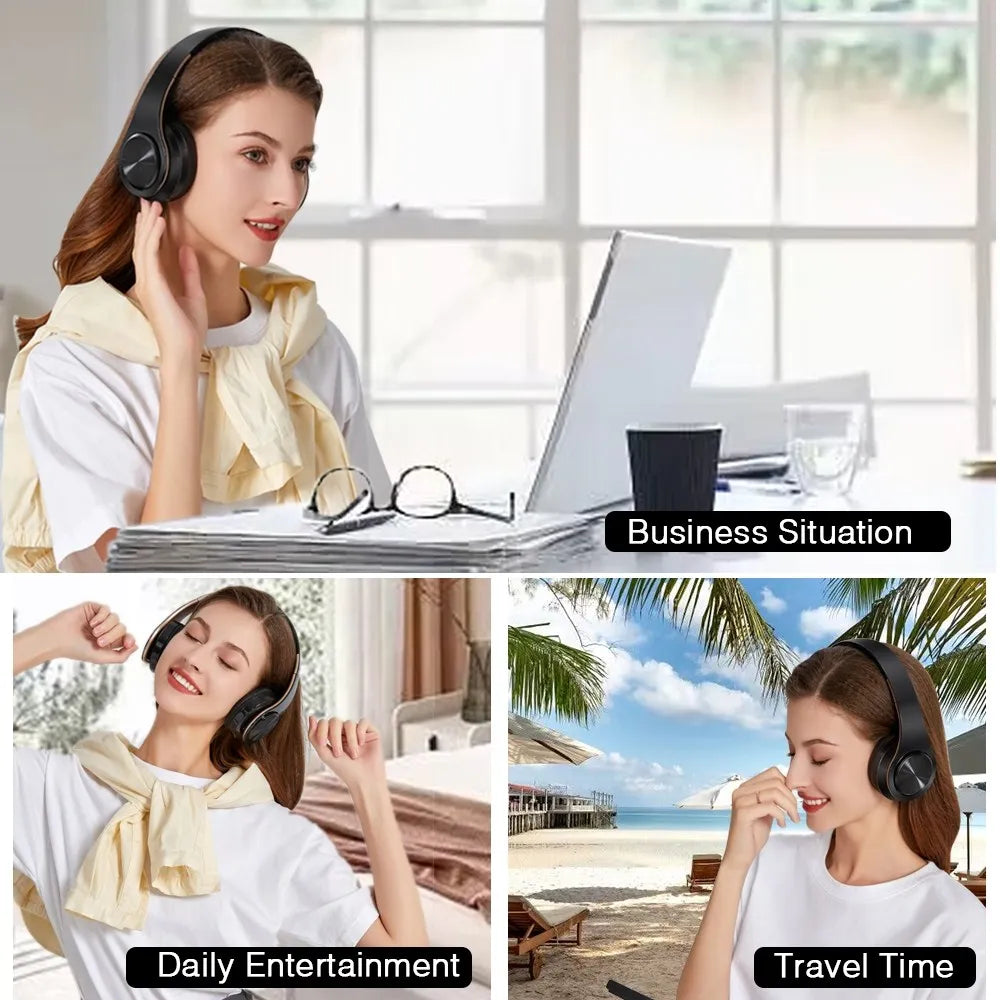 HIFI Stereo Earphones Bluetooth Headphone Music Headset FM and Support SD Card with Mic for Mobile Xiaomi Iphone Sumsamg Tablet - Merit Sell