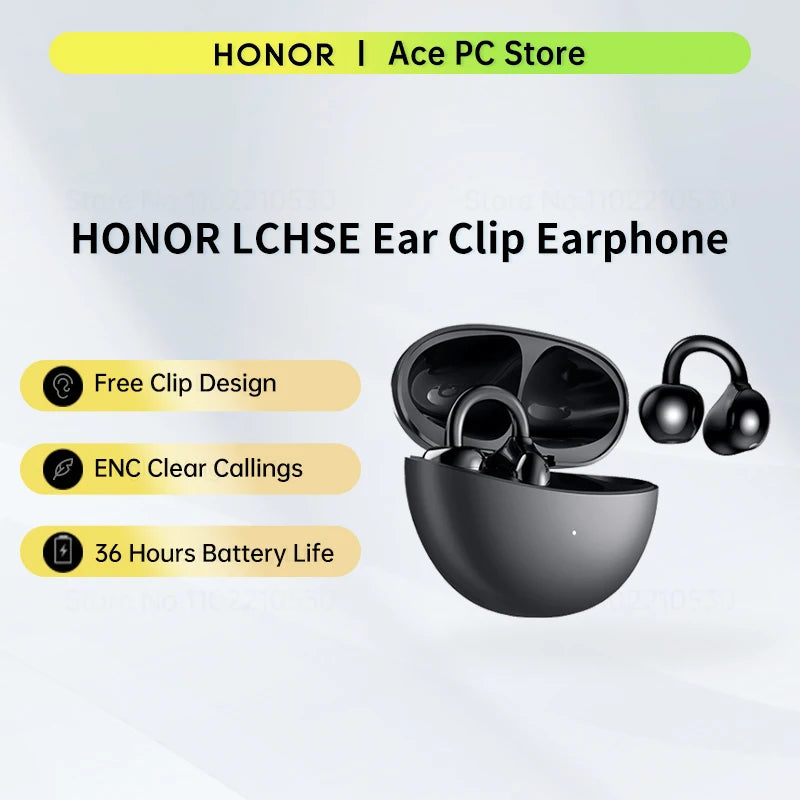 HONOR Choice LCHSE Ear Clip Earphone ENC Wireless Earbuds Bluetooth 5.3 Dual-Connection Open Ear Headphone 36 Hours Battery - Merit Sell