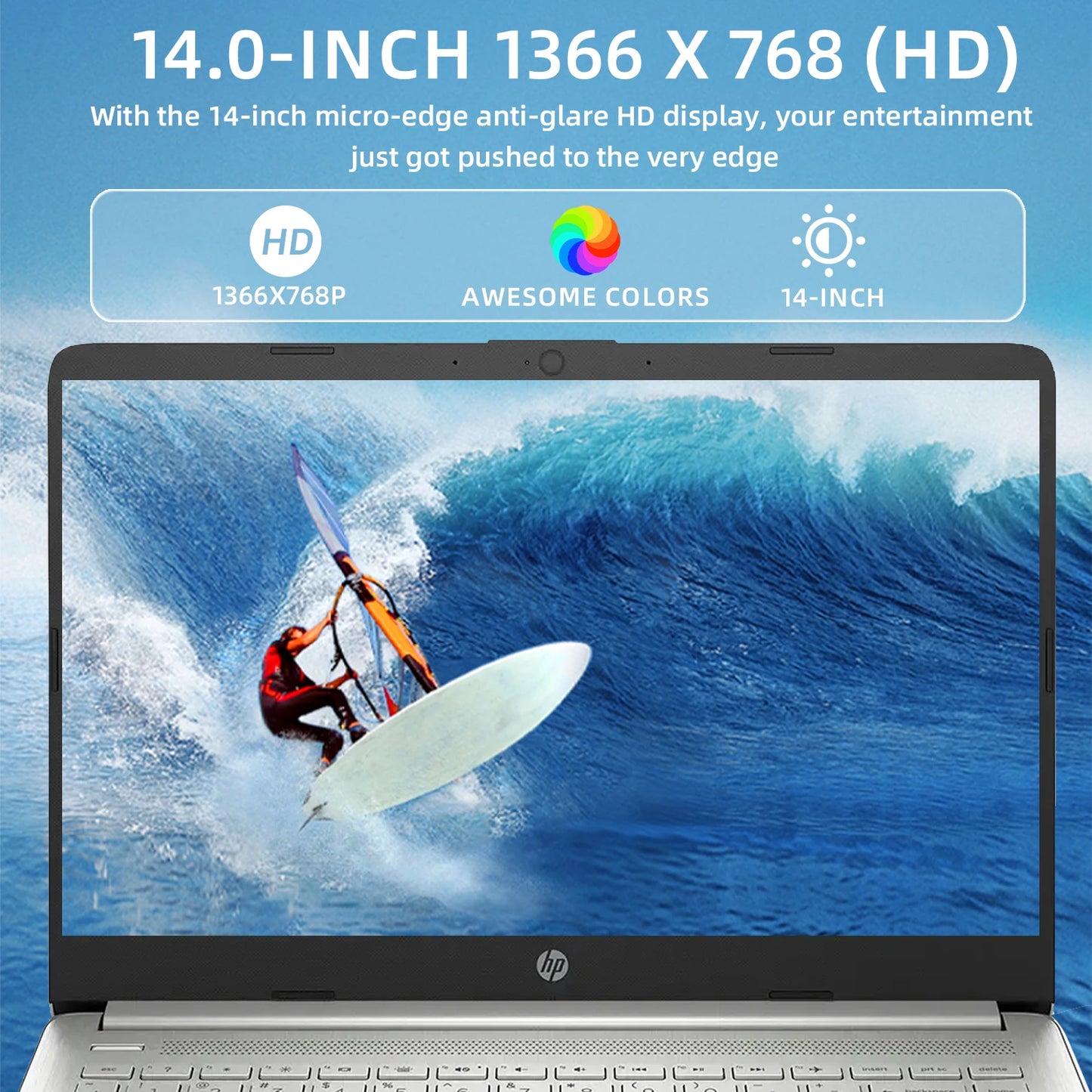 HP 14" Business Laptop,Intel Celeron N4120,16GB RAM,384GB Storage(128GB eMMC+256GB SD Card),1 Year Office 365 - Merit Sell