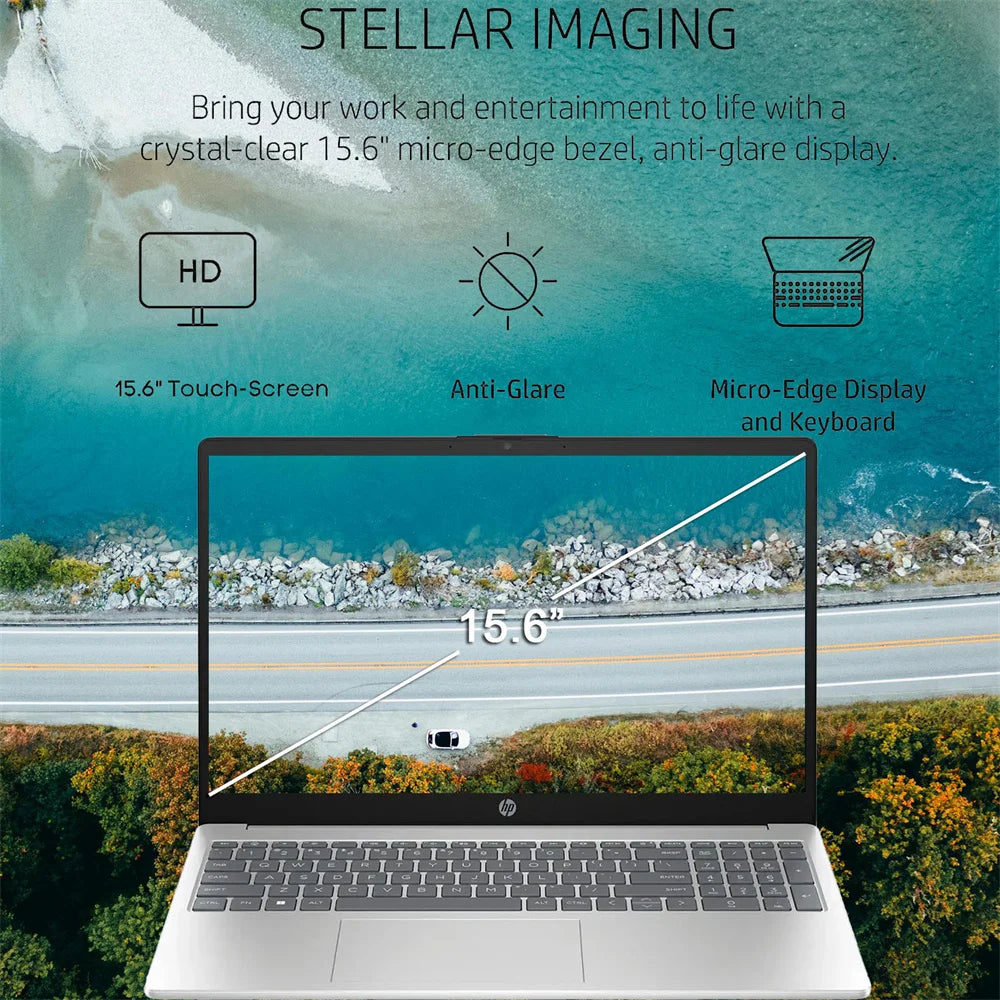 HP 2024 Business Laptop, 15.6" Touchscreen Laptop, Intel Core i3-1215U, Up To 64GB RAM Up to 2TB SSD, Intel UHD Graphics, Silver - Merit Sell