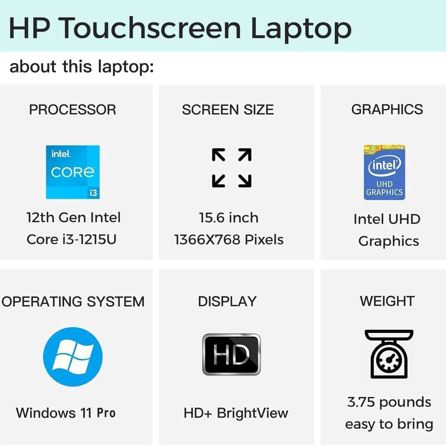 HP 2024 Business Laptop, 15.6" Touchscreen Laptop, Intel Core i3-1215U, Up To 64GB RAM Up to 2TB SSD, Intel UHD Graphics, Silver - Merit Sell