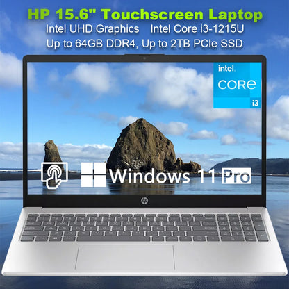 HP 2024 Newest Business Laptop,15.6" Touchscreen Laptop,Intel Core i3-1215U,Up to 64GB RAM,2TB SSD,Intel UHD Graphics,Win 11 Pro - Merit Sell