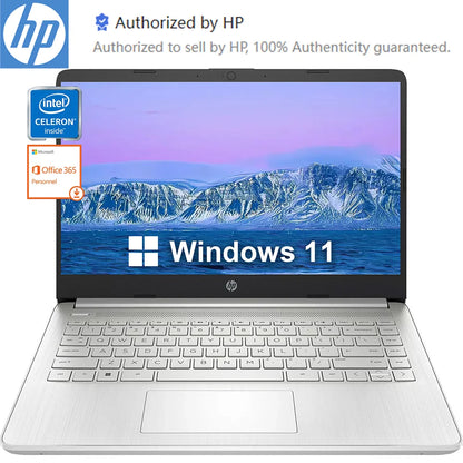 HP Newest 14" Business Laptop,Intel Celeron N4120,Up to16GB RAM,384GB Storage(128GB eMMC+256GB Micro SD),1Year Office 365,Silver - Merit Sell