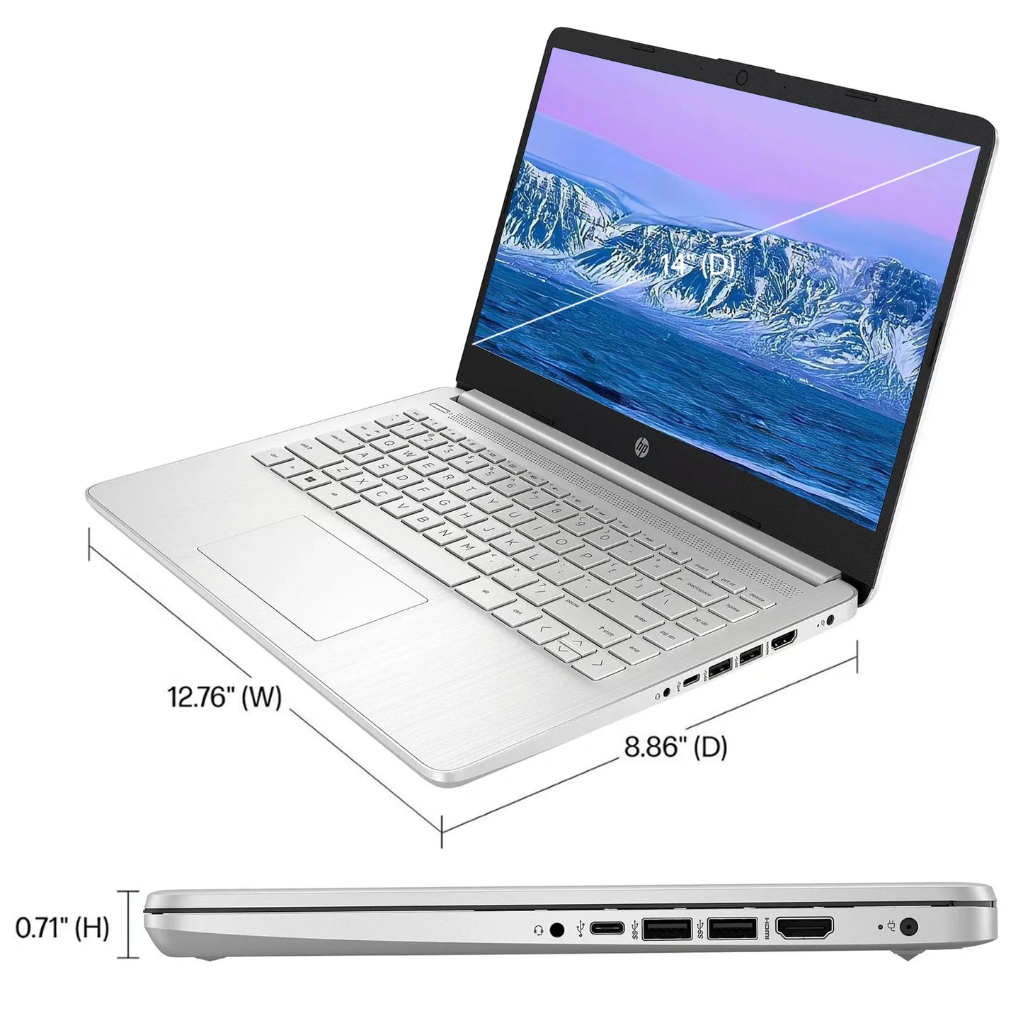 HP Newest 14" Business Laptop,Intel Celeron N4120,Up to16GB RAM,384GB Storage(128GB eMMC+256GB Micro SD),1Year Office 365,Silver - Merit Sell