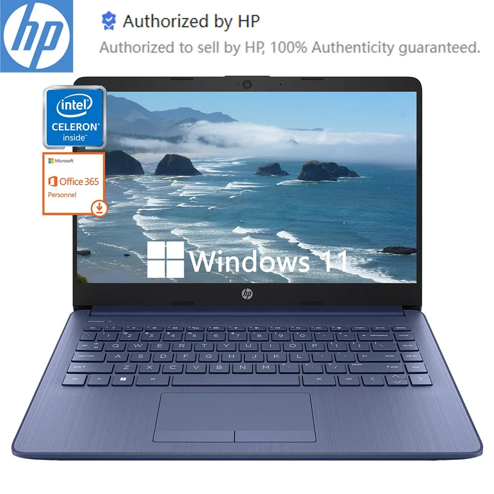 HP Newest 14" Business Laptop,Ultral Light Laptops,Intel Celeron N4120,16GB RAM,64GB eMMC,1-Year Office 365,Win 11 S,Royal Blue - Merit Sell