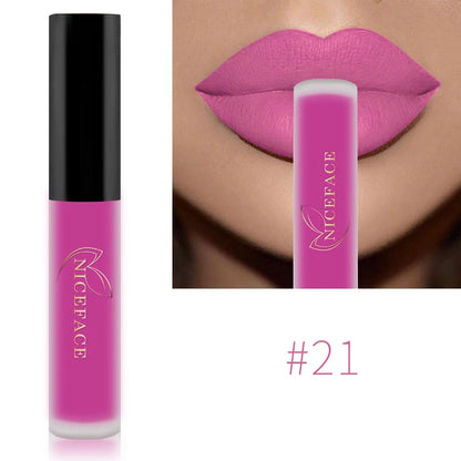 NICEFACE Lip Gloss Waterproof Matte Liquid Lipstick Long Lasting Velvet Lipgloss Tint Tube Nude Pigment Lip Makeup Cosmetics