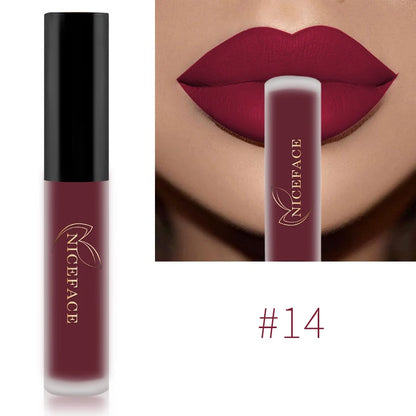 NICEFACE Lip Gloss Waterproof Matte Liquid Lipstick Long Lasting Velvet Lipgloss Tint Tube Nude Pigment Lip Makeup Cosmetics
