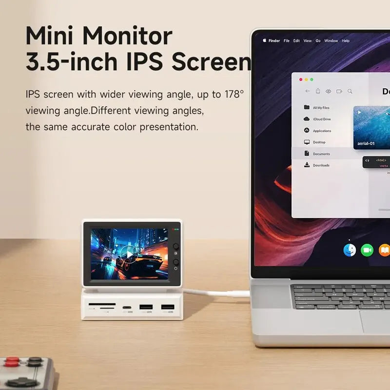 Hagibis 3.5inch IPS Mini Screen AIDA64 Mini PC CPU RAM HDD Data Monitor Display Sub Screen with USB C Hub for Laptop PC MacBook - Merit Sell