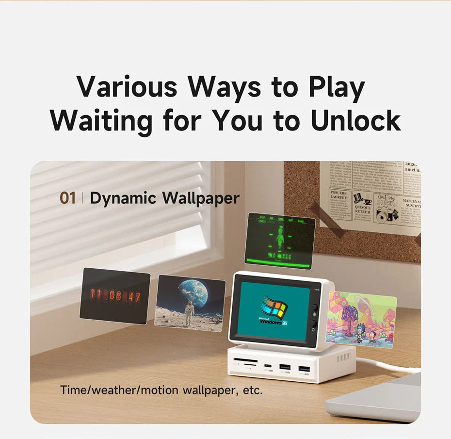 Hagibis 3.5inch IPS Mini Screen AIDA64 Mini PC CPU RAM HDD Data Monitor Display Sub Screen with USB C Hub for Laptop PC MacBook - Merit Sell