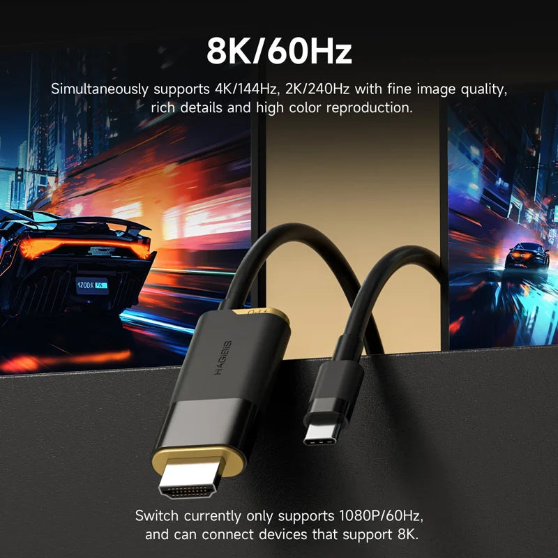 Hagibis Switch Dock for Nintendo Switch/OLED/Switch2 USB C to HDMI Cable Adapter 8K@60Hz HDR 100W PD for Laptop SteamDeck ROG - Merit Sell