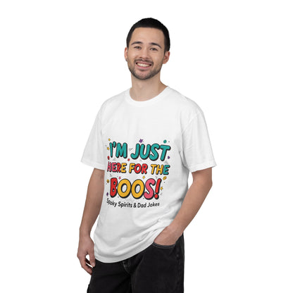Halloween T-Shirt "I'm Just Here for the Boos!" — Funny Spooky Spirits & Dad Jokes Tee