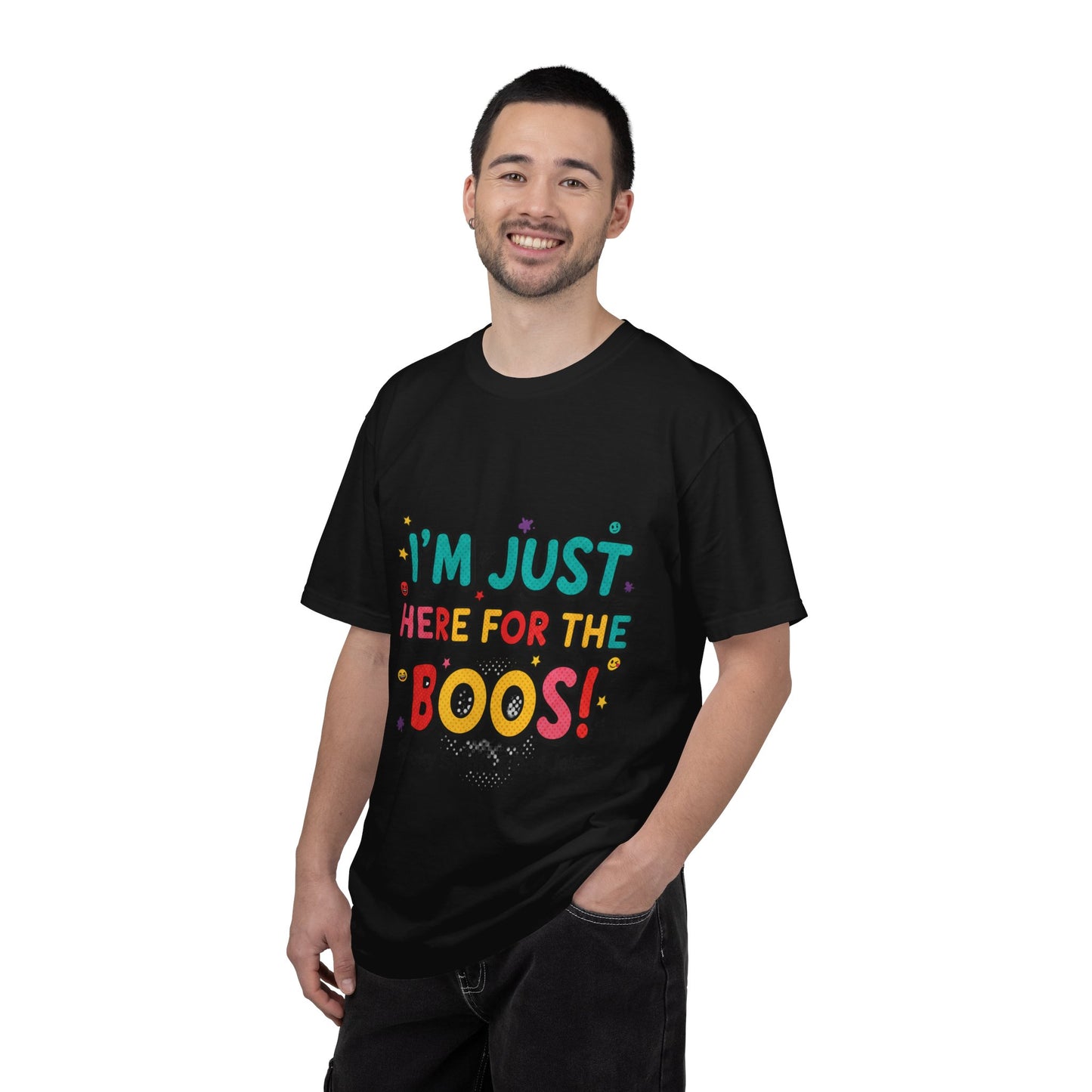 Halloween T-Shirt "I'm Just Here for the Boos!" — Funny Spooky Spirits & Dad Jokes Tee